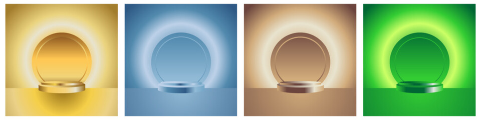 Background with podium for presentations, Products, Vector illustration