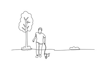 Continuous one line drawing  Family and children spending time together. Walking family concept. Doodle vector illustration.