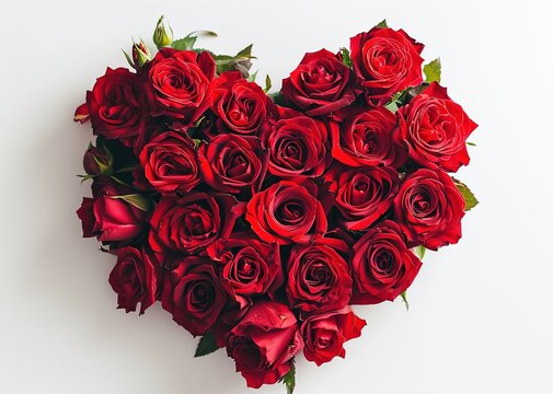 Image of red roses arranged in a beautiful heart shape, Valentine's Day theme, concept, love, festival.