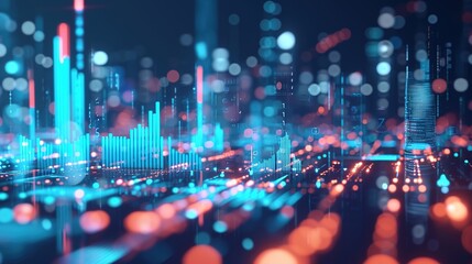 Data analyzing technology by creative computer software . Concept of digital data for marketing analysis and investment decision making 
