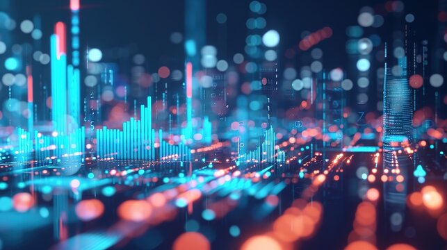 Data analyzing technology by creative computer software . Concept of digital data for marketing analysis and investment decision making - Powered by Adobe
