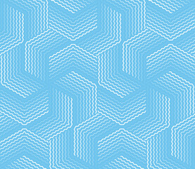 Abstract geometric pattern with stripes, lines. Seamless vector background. White and blue ornament. Simple lattice graphic design