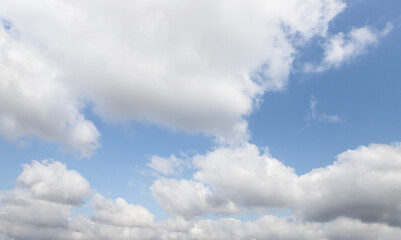 The unique  beauty of a clear cloudy daytime summer sunny calm bright sky
