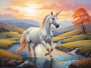 white horse in the mountains