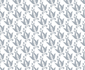 Flower geometric pattern. Seamless vector background. White and gray ornament. Ornament for fabric, wallpaper, packaging. Decorative print.