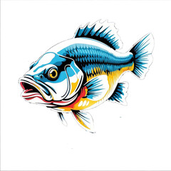 design mascot bass fish illustration with transparent background