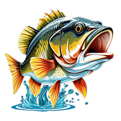 design mascot bass fish illustration with transparent background
