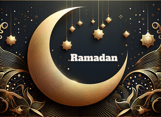Ramadan Kareem's greeting card, Ai generated Ramadan background, Generative AI