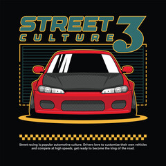 street culture car illustration, for printing, t shirt design etc
