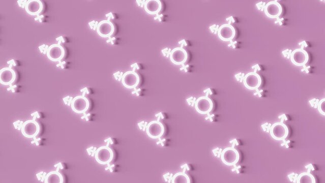gender male and female logo in 3d rendering animation endless loop in. pink background rainbow transgender lesbian gay community transgender