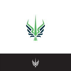 Trident tech icon logo design illustration