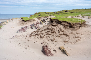 Fototapeta na wymiar Erosion of the dunes by the Barents Sea, Vardø, Varanger Peninsula