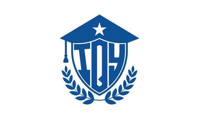 IQY three letter iconic academic logo design vector template. monogram, abstract, school, college, university, graduation cap symbol logo, shield, model, institute, educational, coaching canter, tech