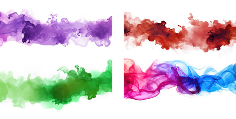 collection of variety clouds blobs of purple smoke, on isolate transparency background, PNG