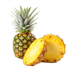 Pineaplle fruit isolated on tranparent background. Generative AI