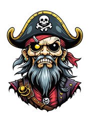 Naklejka premium Pirate cartoon character design illustration on transparent background