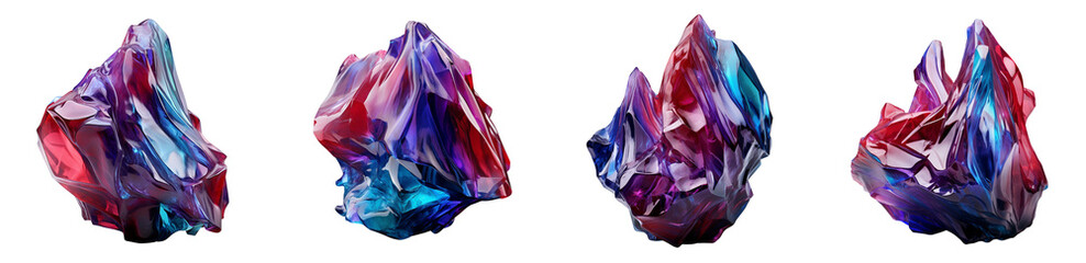 Fototapeta premium Futuristic 3D Iridescent Shape. Holographic Iridescence elements set collection