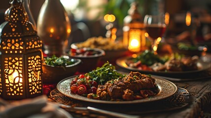 Ramadan Feast of Authentic Arabic Cuisine: Savory Tagine, Rich Flavors, and Cozy Ambiance, Moroccan Dining Experience: Lantern-Lit Evening with Traditional Spices and Tagine