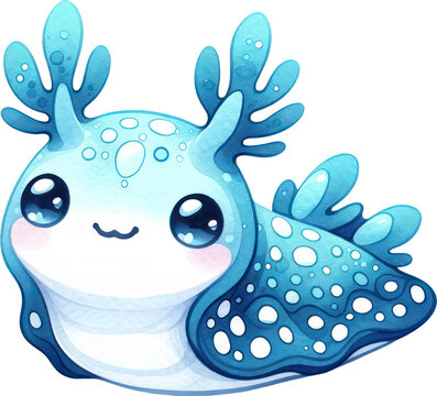 recommend clip art: Nudibranch Sea Slugs, Watercolor Cute Drawing Nudibranch Sea Slugs Sea life animals, nursery style, PNG