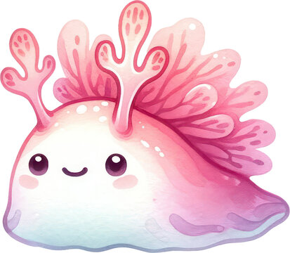 recommend clip art: Nudibranch Sea Slugs Watercolor Cute Drawing Nudibranch Sea Slugs Sea life animals, nursery style, PNG