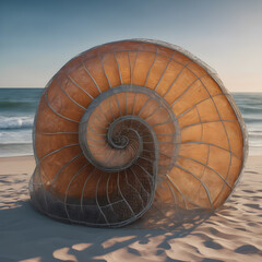Abstract mesh 3d structure design. of nautilus . AI generated image, ai