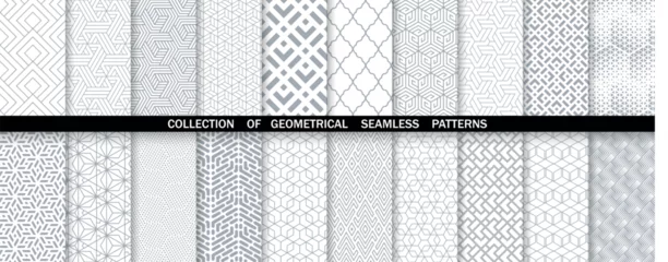 Fototapeten Geometric set of seamless gray and white patterns. Simple vector graphics. © ELENA