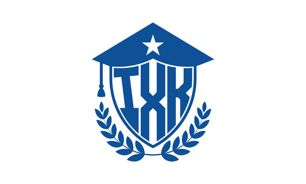 IXK three letter iconic academic logo design vector template. monogram, abstract, school, college, university, graduation cap symbol logo, shield, model, institute, educational, coaching canter, tech