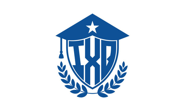 IXQ three letter iconic academic logo design vector template. monogram, abstract, school, college, university, graduation cap symbol logo, shield, model, institute, educational, coaching canter, tech