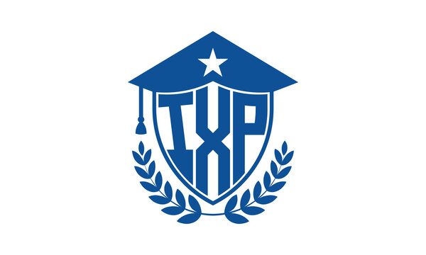 IXP three letter iconic academic logo design vector template. monogram, abstract, school, college, university, graduation cap symbol logo, shield, model, institute, educational, coaching canter, tech