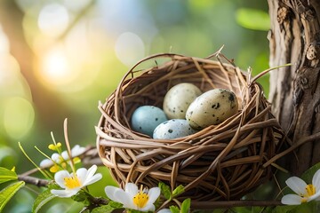 Obraz premium easter eggs in a nest