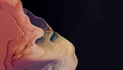 Abstract colorful fluid art wave curve layer overlay with copy space for background, banner.