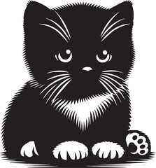Adorable Black Kitten Illustration