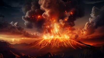 Fototapeta na wymiar volcano explosion in the sky