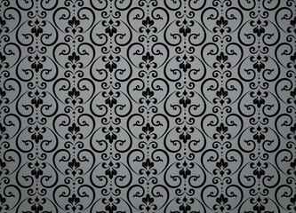 Floral pattern. Vintage wallpaper in the Baroque style. Seamless vector background. Black and gray ornament for fabric, wallpaper, packaging. Ornate Damask flower ornament