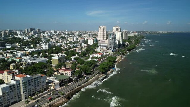 Stunning aerial view of Santo Domingo from Malecon Area in Dominican Republic