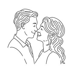 Continuous one line drawing  girls and boys romantic seen . Single line draw design vector graphic