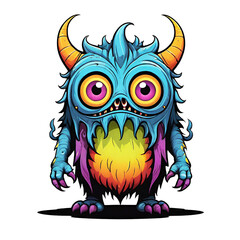 Fototapeta premium Monster cartoon character design illustration on transparent background