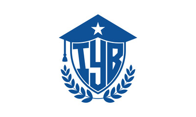 IYB three letter iconic academic logo design vector template. monogram, abstract, school, college, university, graduation cap symbol logo, shield, model, institute, educational, coaching canter, tech
