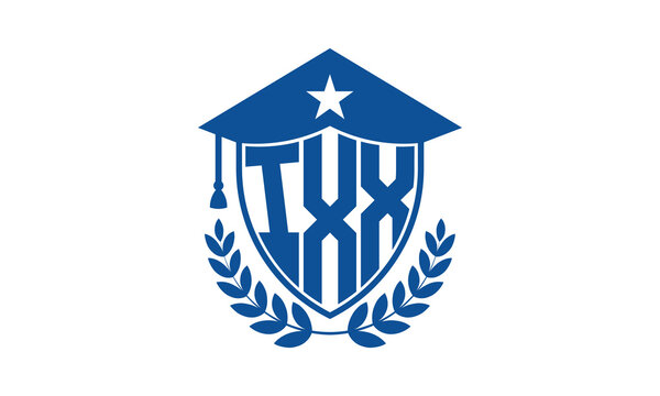 IXX three letter iconic academic logo design vector template. monogram, abstract, school, college, university, graduation cap symbol logo, shield, model, institute, educational, coaching canter, tech