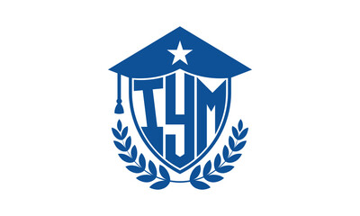 IYM three letter iconic academic logo design vector template. monogram, abstract, school, college, university, graduation cap symbol logo, shield, model, institute, educational, coaching canter, tech