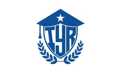 IYR three letter iconic academic logo design vector template. monogram, abstract, school, college, university, graduation cap symbol logo, shield, model, institute, educational, coaching canter, tech