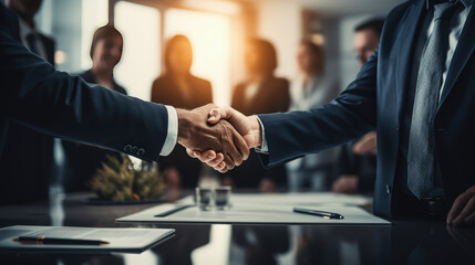 Businessmen handshake with partner , Successful teamwork of business partnership , teamwork and successful business concept - obrazy, fototapety, plakaty