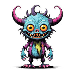 Fototapeta premium Monster cartoon character design illustration on transparent background