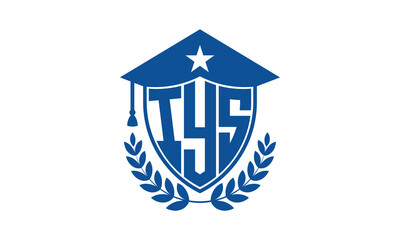 IYS three letter iconic academic logo design vector template. monogram, abstract, school, college, university, graduation cap symbol logo, shield, model, institute, educational, coaching canter, tech
