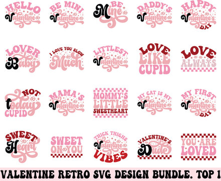 Retro Valentine's Day clipart bundle, groovy fun romantic characters for sublimation, print, commercial use. ,
