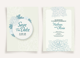 Obraz premium Wedding Invitation Card Template with Floral Decoration