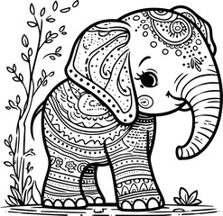 Coloring page Animals Cartoon clipart for kids illustration book