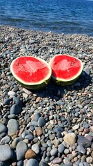 watermelon on the beach