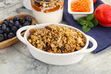 Granola museli cereal for breakfast