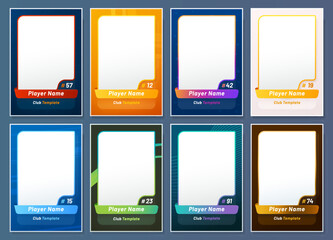 Sport trading cards. Soccer team score poster, football club match or hockey player image cards, basketball league tournament vector banner blank templates with colorful, modern digital style frames © Vector Tradition